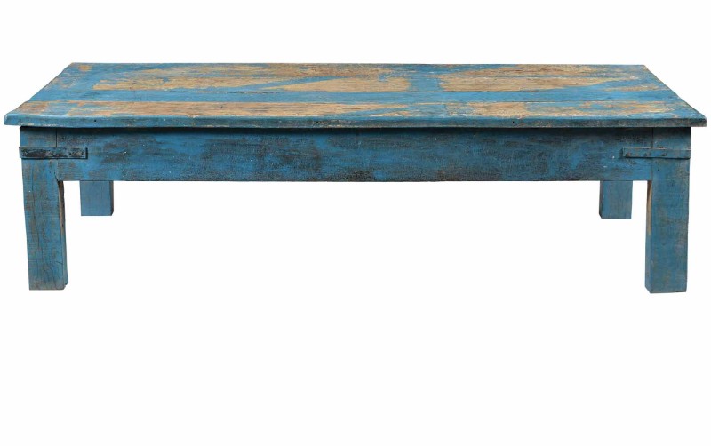 Mammoet Oproepen kosten Blauwe salontafel in gerecycled hout, België vintage - te koop brocante  meubels tegen goedkope en lage prijzen - Teak Paleis